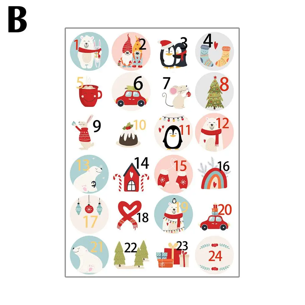 Merry Christmas Gift Stickers Advent Calendar Number Paper Tools Multi-function Labels Gift Decor Crafts Stickers Packaging R3d9