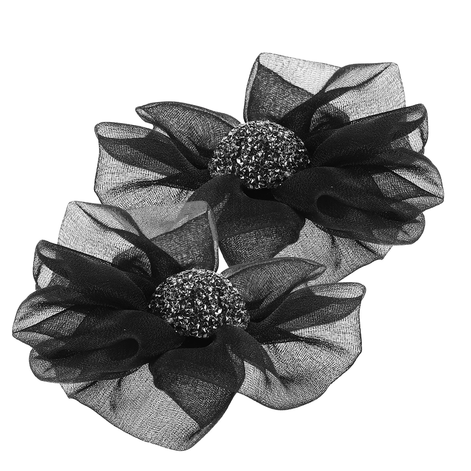 2pcs Removable Fabric Shoe Clips Elegant Rose for High Heels Bridal Decorative Accessories Women Flower Charm Rhinestone Shoe