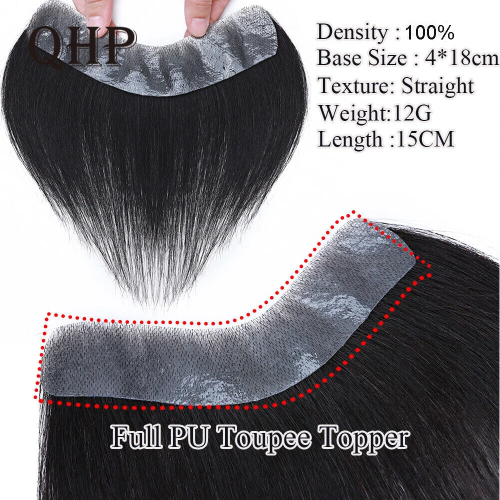 

Natural PU Front Hairline Men's Wig 100% Remy Real Human Hair Men Toupee Hairpiece Male Capillary Prosthesis Replacement System