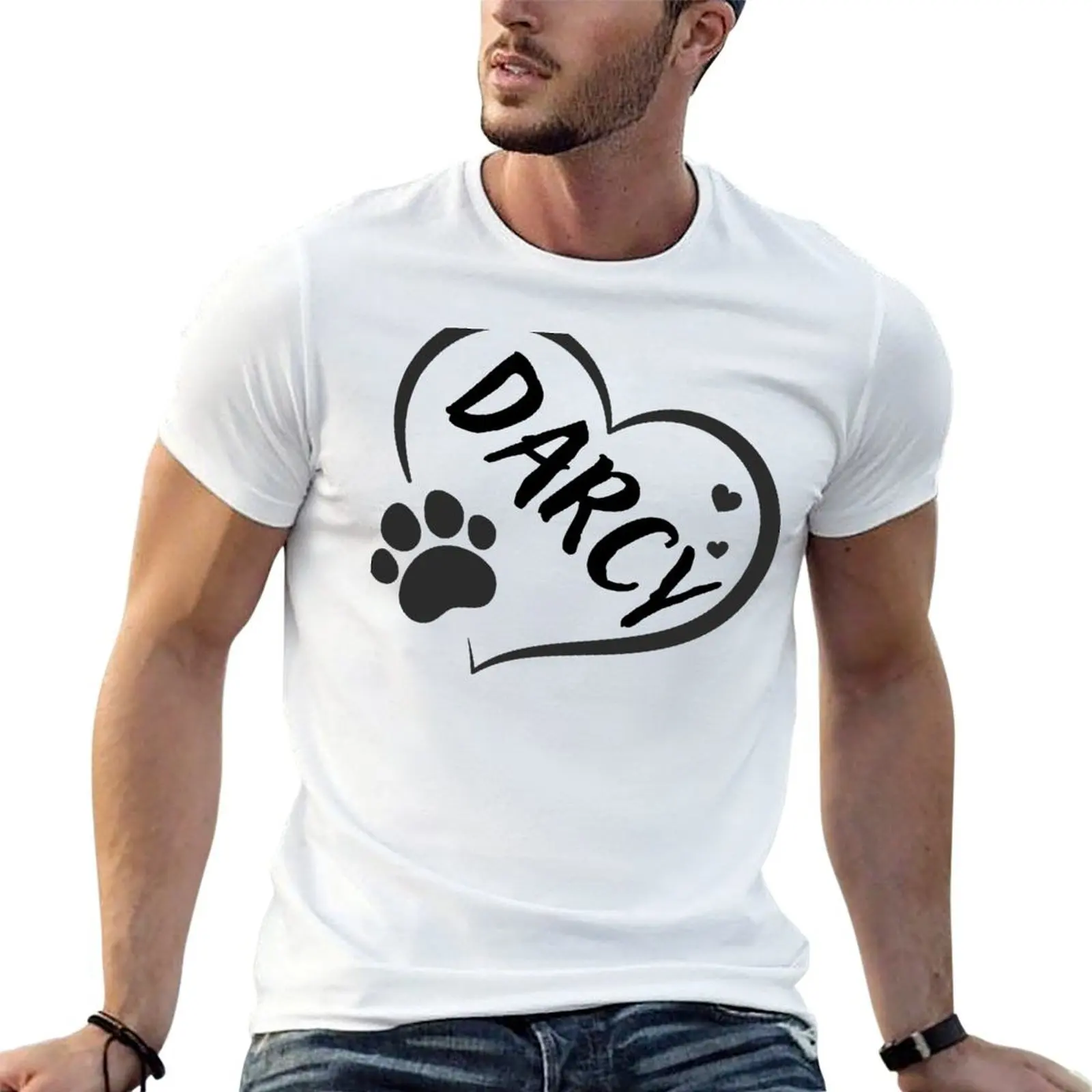 Darcy dog or cat name in a heart with a paw, great gift for dog or cat owners T-Shirt man t shirts for men casual T-Shirt