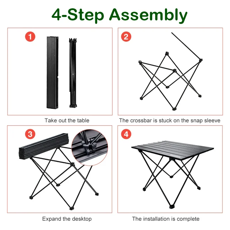 Table de camping pliante portable ultralégère, table de camping en plein air, randonnée quehiking, pique-nique, barbecue, pêche, bureau en aluminium