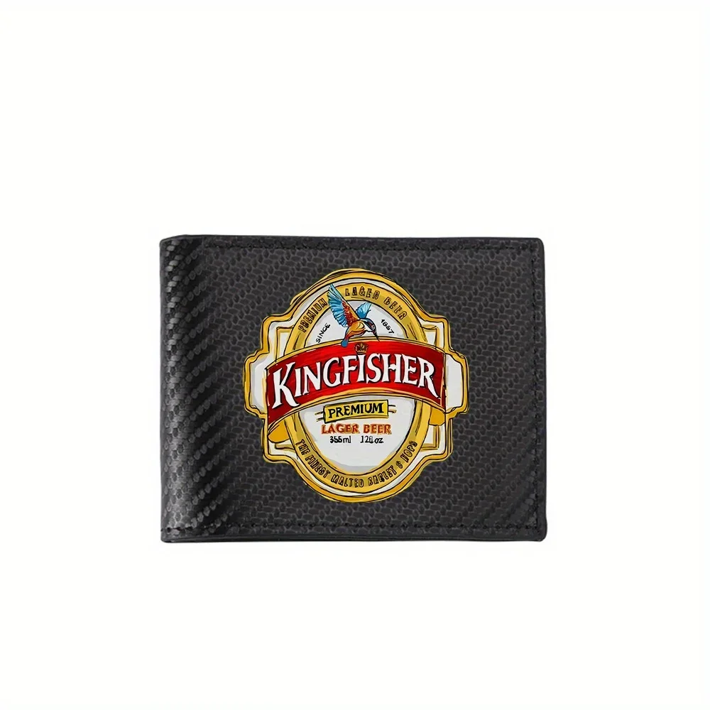 Kingfisher beer label with bird Men's Wallets Simple Business Modern Stylish Printing Design Gifts For Father Boyfriend Christma