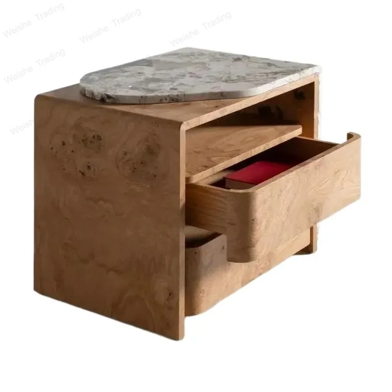 

Narrow Brown Nightstands European Luxury Cute Solid Wood Japandi Bedsides Table Storage Modern Home Furniture