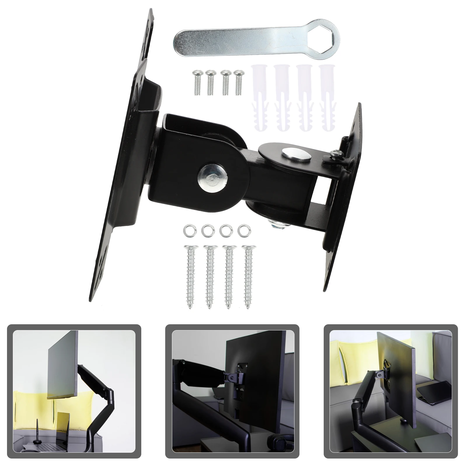 

Monitor Bracket Mount Wall Stand 360 Degree Rotate Heavy Duty Iron Mounts Suitable Living Bedroom Study Office