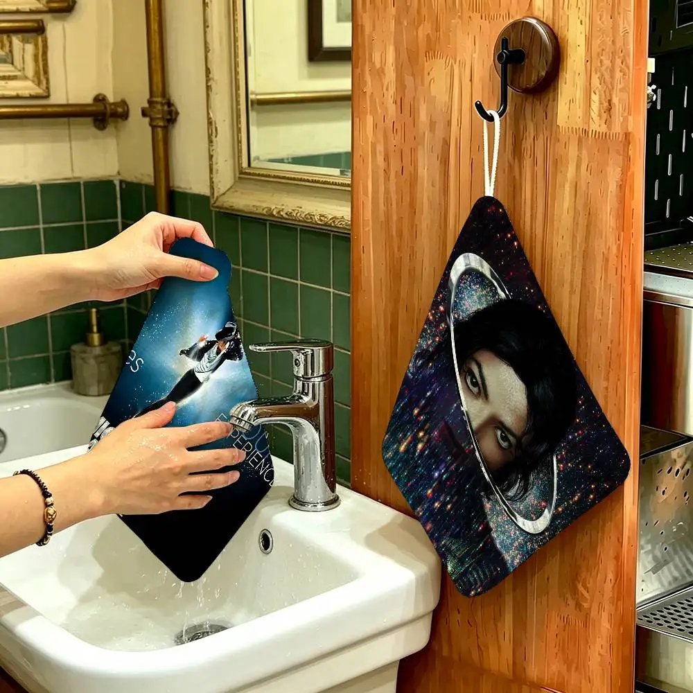 Singer Michael J-Jackson Multi-scene Polyester Cotton Towel, Hanging Hand Wiping Cloth For Kitchen Bathroom Hotel