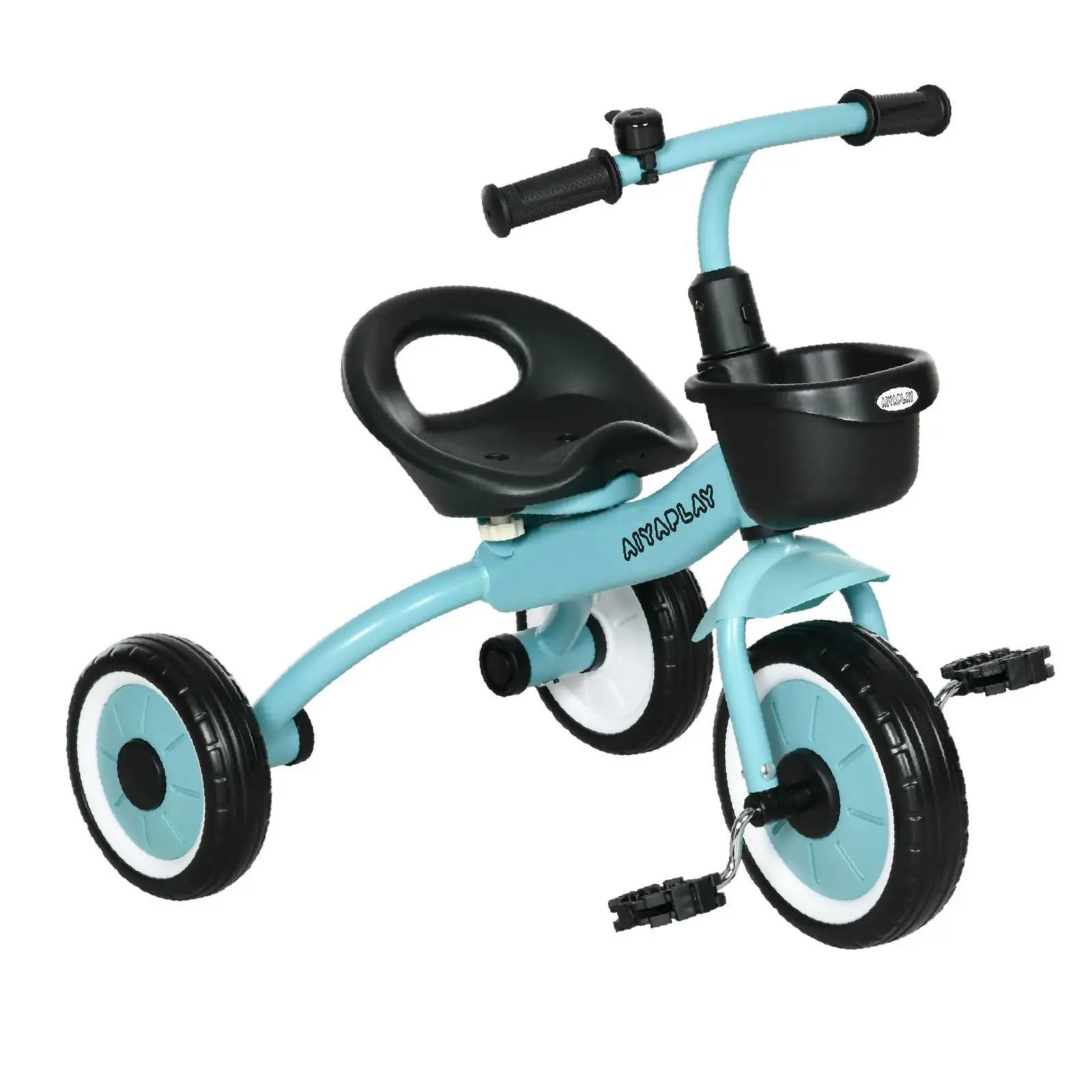 

Blue Children Tricycle with Sturdy Frame Riding Toy for Kids Basket and Bell for Backyard and Playground Fun