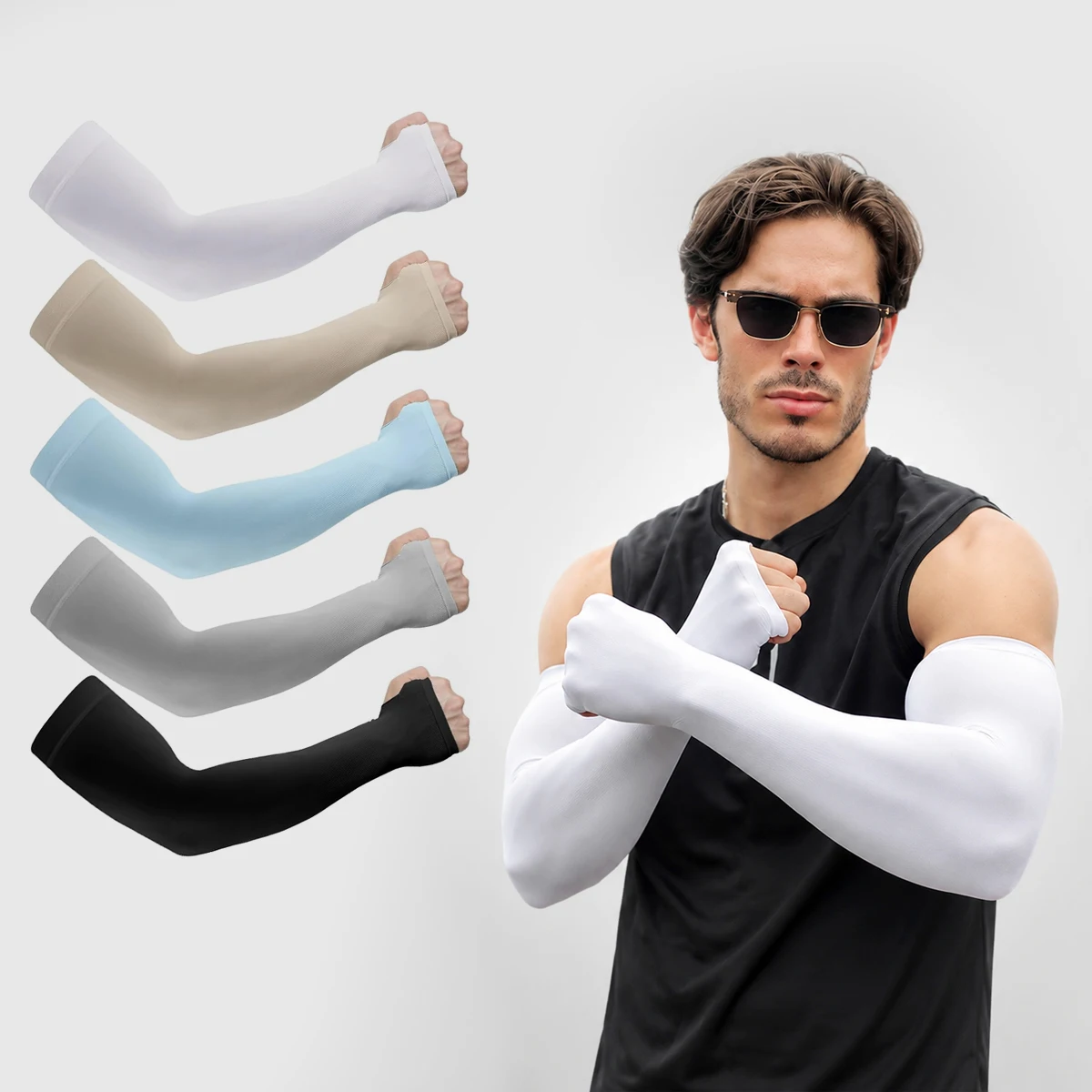 

Men and Women Sun Protection Cool Arm Sleeves Compression Sleeves for Soccer Golf Cycling