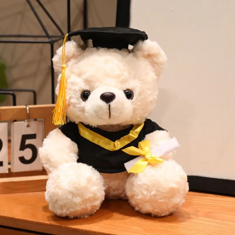 Soft Plush Graduation Bear Toy with Cap and Diploma Cute Stuffed Animal for Graduation Party Souvenir Keepsake Gift Personality