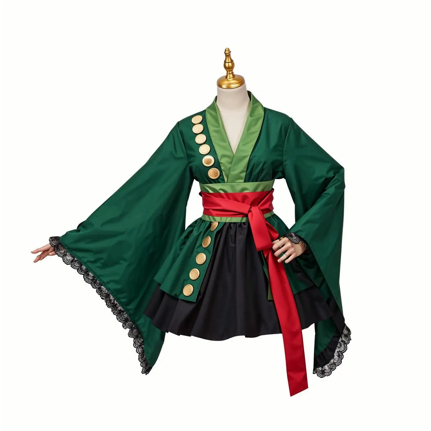 

Anime One Piece Luffy Zoro Cosplay Costume For Women Roronoa Kimono Robe Cloak Belt Full Set Halloween Carnival Party Clothing