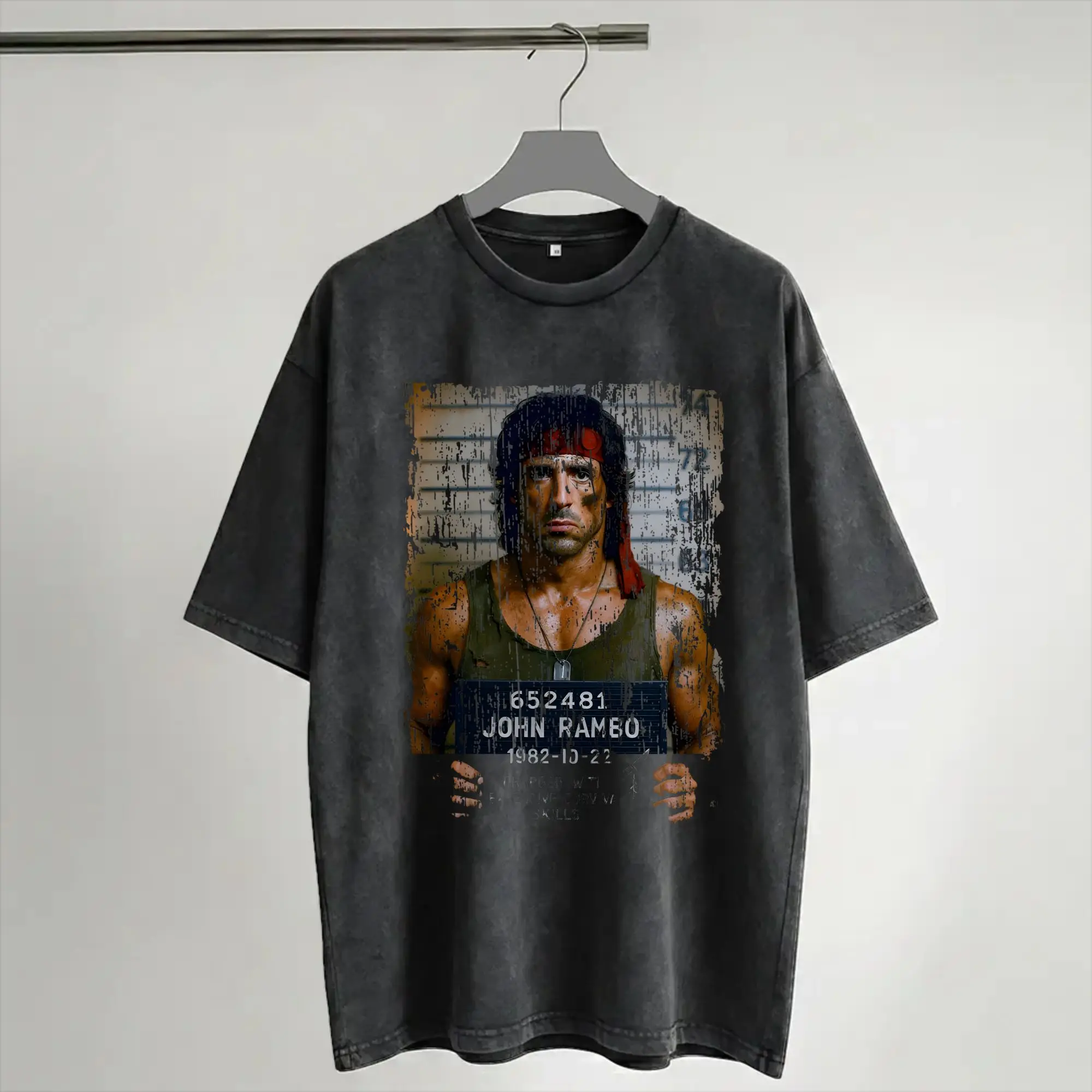 Harajuku Washed Shirts John Rambos Merch Retro T-Shirts Harajuku  Streetwear Short Sleeve Summer Tee Shirt