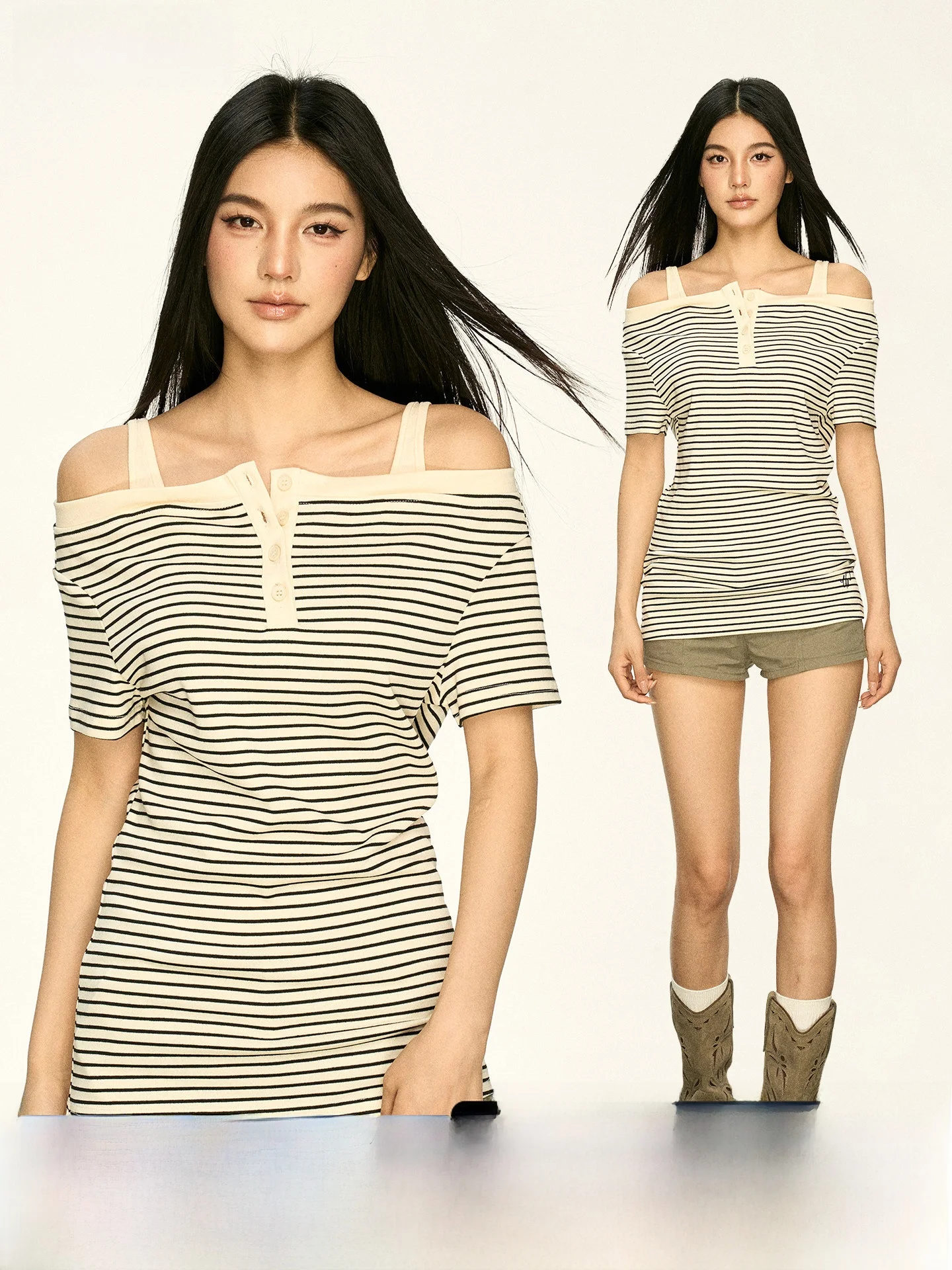 

Женская футболка Aaisup Slim Fit с короткими рукавами и полосатыми вставками на плечах, летняя, сексуальная, повседневная, удобная, дышащая, стильная.