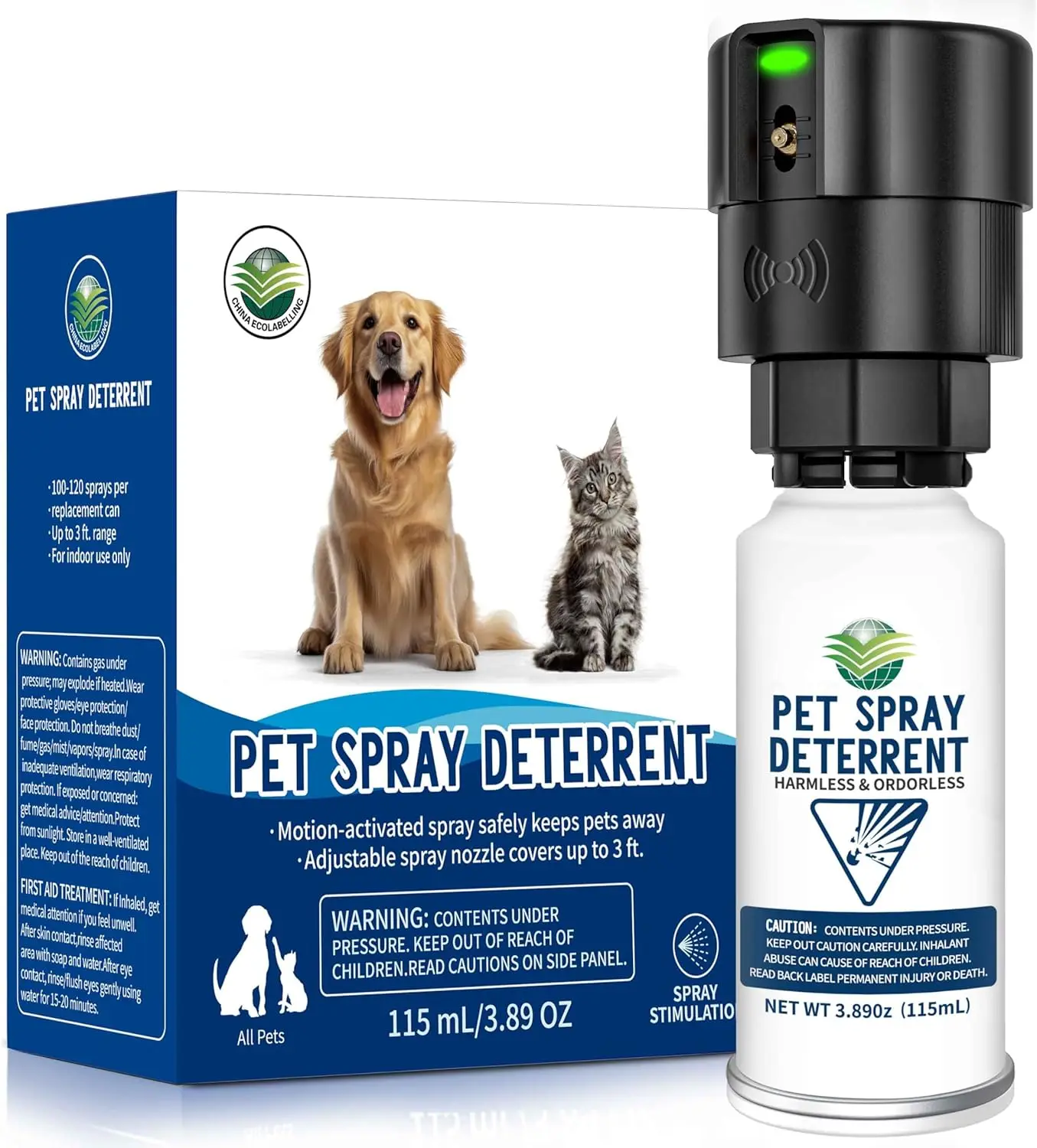 

Motion Activated Pet Deterrent Spray, Odorless & Safe for Cats and Dogs, Senses Up to 3 Feet Away