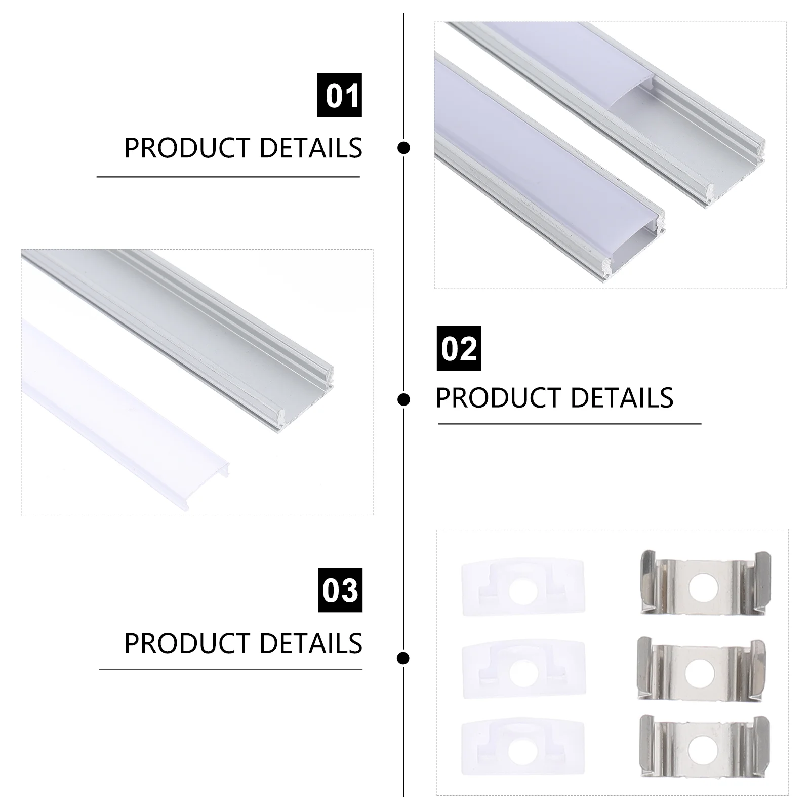 4 مجموعات من شريط إضاءة LED من الألومنيوم على شكل حرف U وموزع أضواء بيضاء لمبات قناة المسار في الهواء الطلق