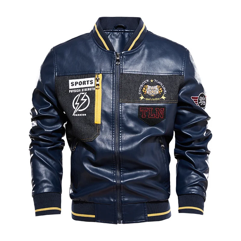 Motor Leather Jacket Men Autumn Winter Fleece Motorcycle Bomber Vintage Biker Racing s and Coats