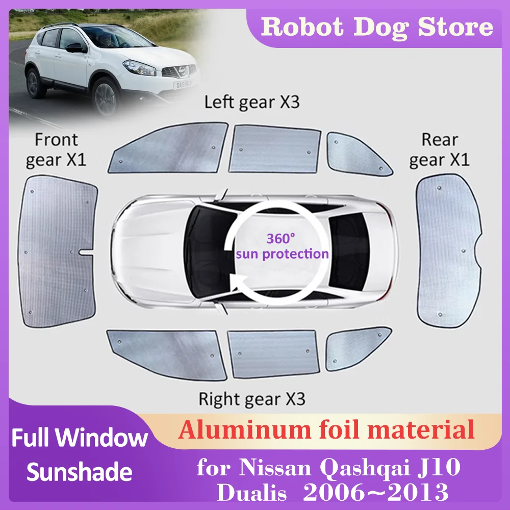 Full Coverage Sunshades for Nissan Qashqai J10 Dualis 2006~2013 Windows Visor Roof Windshield Curtain Sunroof Cover Accessories