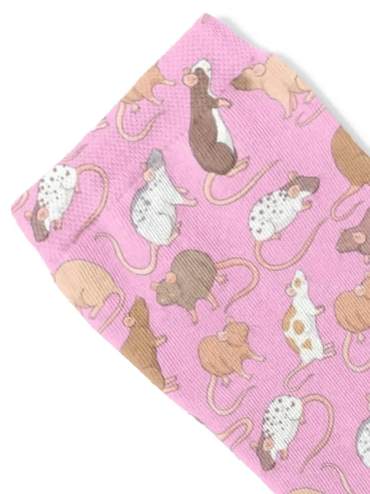 لطيف الفئران التوضيح نمط خلفية الوردي - غريب الأطوار الفن الجوارب الأزهار سعيد الجوارب الفاخرة فتاة الرجال #2