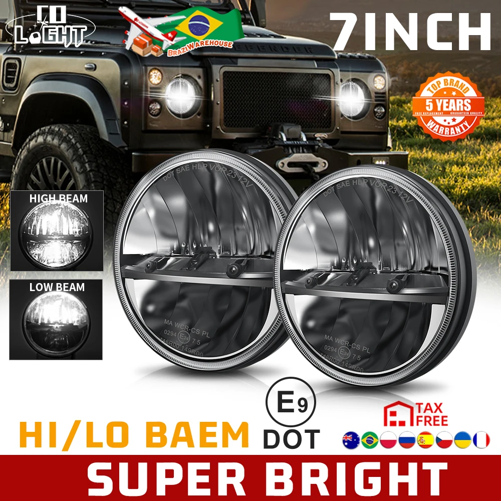 

CO LIGHT 7 Inch LED Headlight H4 Hi-Low Beam For Motocycle 4x4 Jeep Wrangler TJ JK LJ CJ Land Rover Defender Hummer 12V 24V