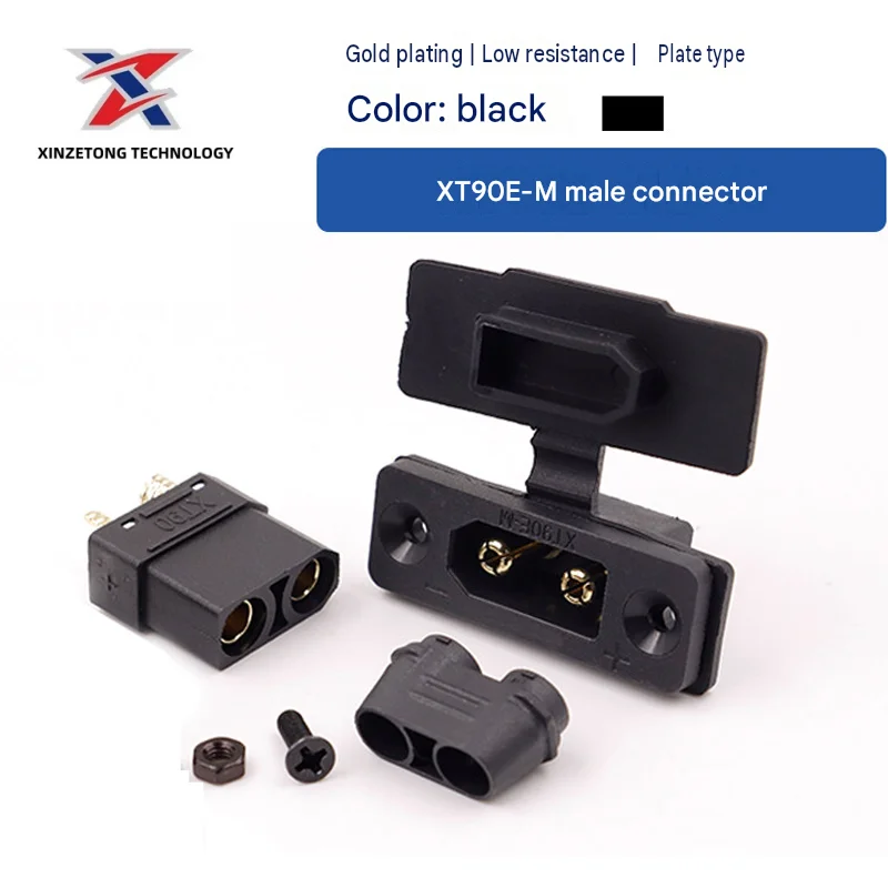 Amass XT90E-M/F Genuine Plug for Secure Male/Female Black/Yellow Gold-Plated Model Airplane Battery Connector
