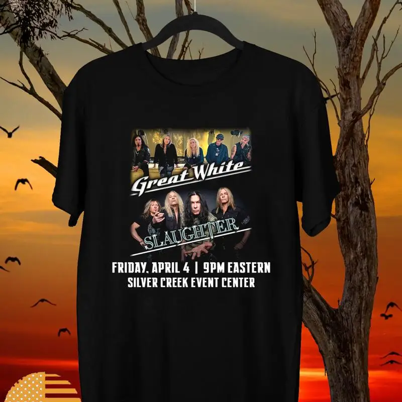 

Футболка Great White with Slaughter Band In One Night 2025, полный размер S 5XL