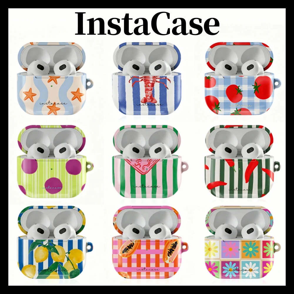 Funda Protectora InstaCase para Auriculares AirPods 1 2 3 4 Pro Pro2, Resistente a Impactos, con Acabado Brillante HD, Carcasa Rígida de PC, con Gancho Metálico