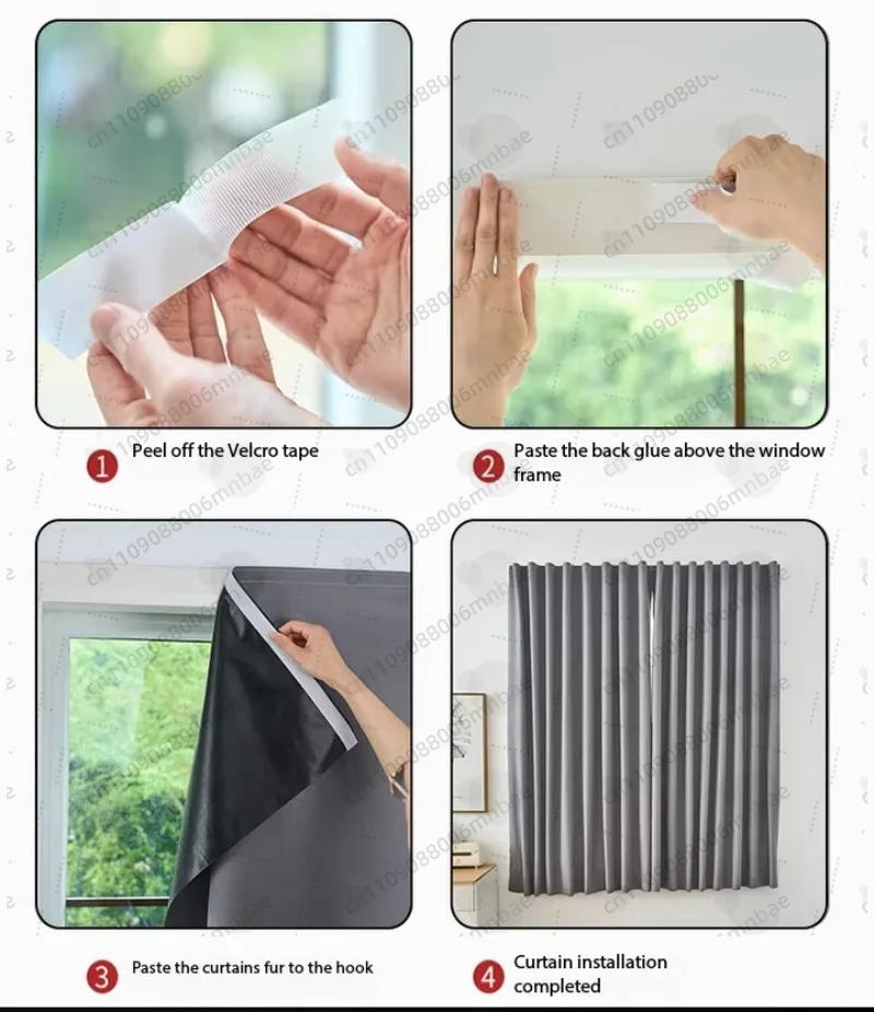 Curtain bedroom strong shading free punching installation heat insulation sunscreen bay window shading cloth