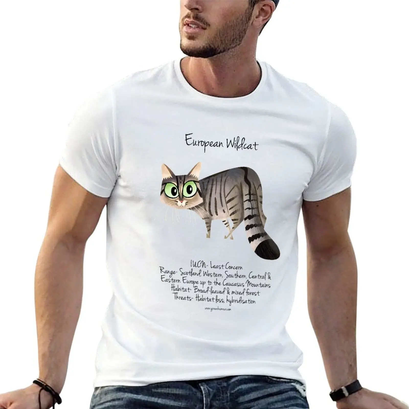 European Wildcat T-Shirt Basic Simple Design Short Sleeve Shirt
