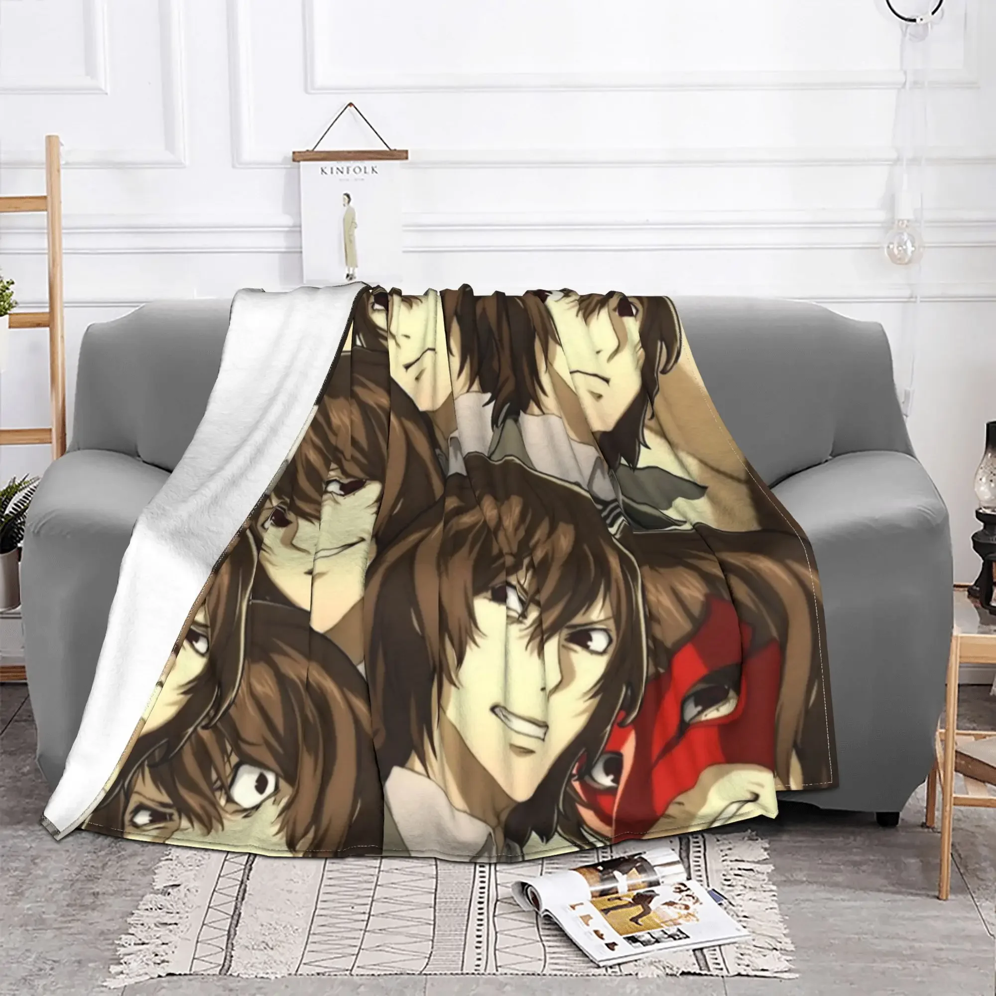 P5R وجوه جورو أكيتشي الفانيلا بطانية مخصصة رمي البطانيات ل أريكة الفراش صالة 200x150 سنتيمتر أفخم رقيقة لحاف #2