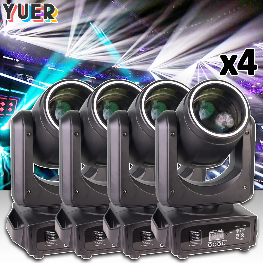 

4PCS 200W LED Beam Moving Head Light With Hole RGB Ring Strobe Rainbow For Party Club Dj Disco Wedding Decoration Stage Lighting