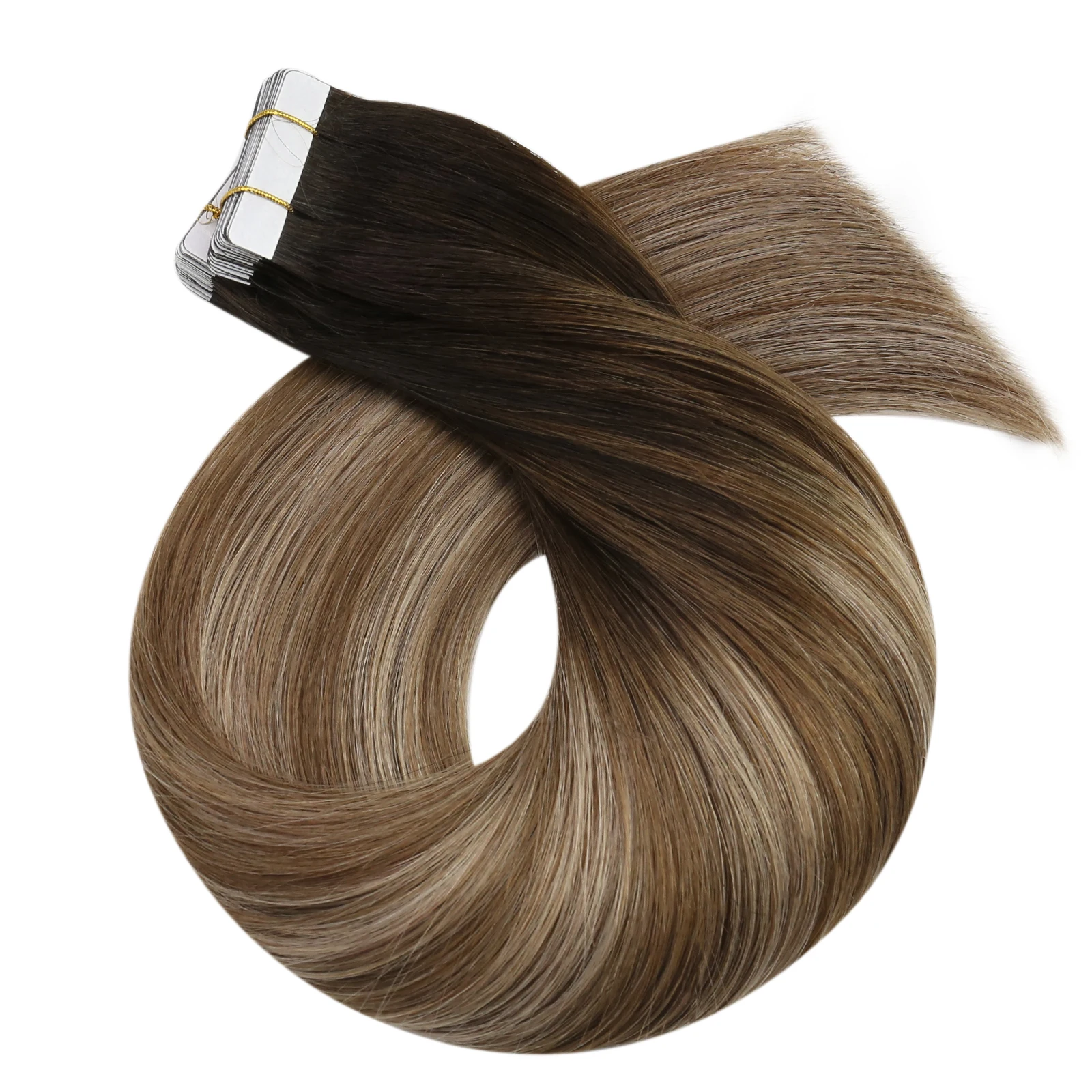 Moresoo Human Hair Extensions Tape In Onzichtbare Balayage Hair Extensions 50G Machine Remy Rechte Tape In Natuurlijke Steil Haar haarextensions echt haar