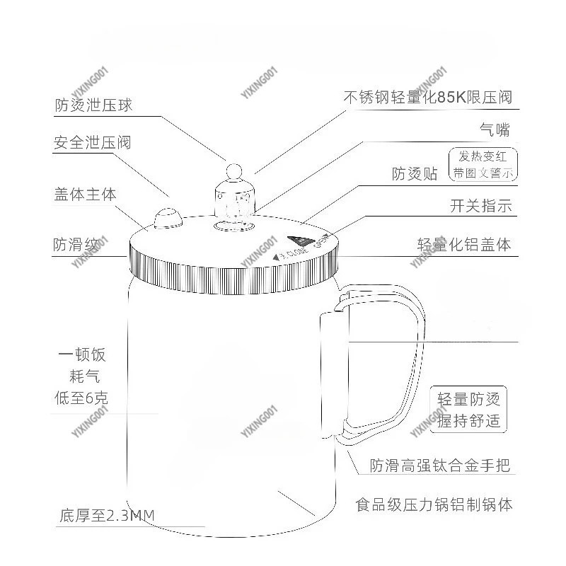 Outdoor Lightweight Mini Pressure Cooker Aluminum Portable for Camping Hiking Fast Cooking Small Size Kitchen Essential