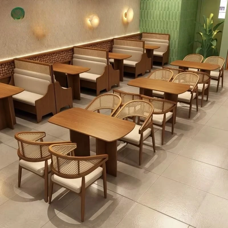 Moontree Creative Style Restaurant Furniture Sets With Booth Sofa Metal Dining Tables and Chairs Set on Restaurant