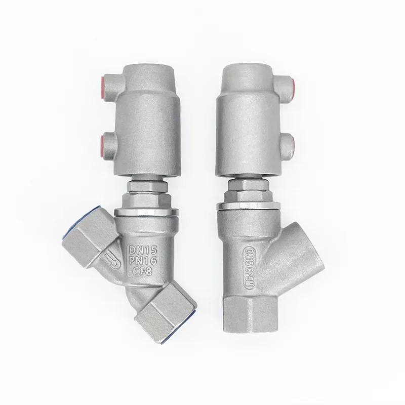Vertical / Horizontal DN10 DN15 filling valve Pneumatic Y Shape Filling Machine Angle Seat Valve 304 Stainless Steel Pneumatic