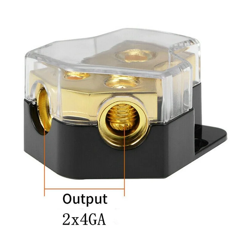 

A04E-Power Distribution Block Car Audio Amp Splitter 2 Way 0/2/4 Gauge In 4/6/8 Gauge Out Ground Distribution Block 3PCS