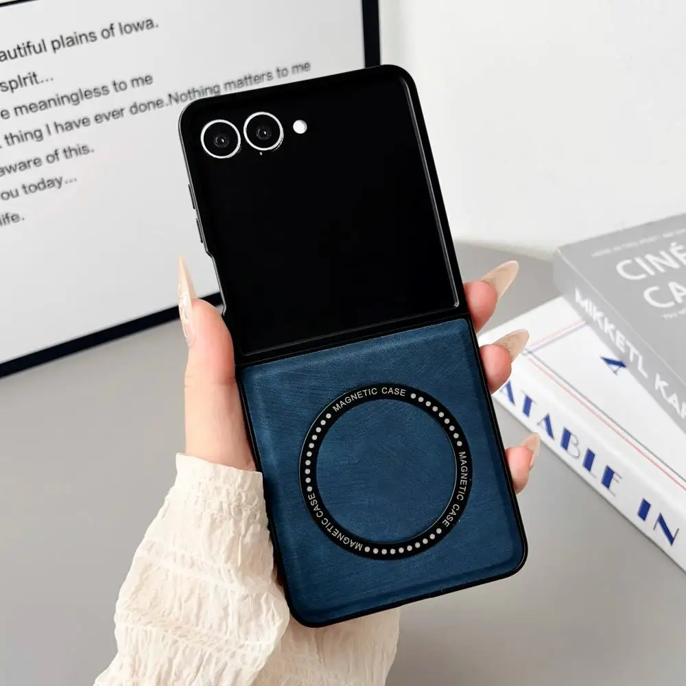 Luxury Business Phone Case For Samsung Galaxy Z Flip8 Flip7 Flip6 Flip5 Flip4 Flip3 Magnetic Wireless Charging Protection Shell