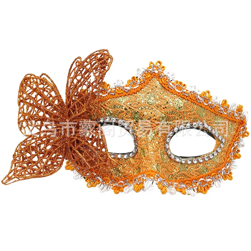 Demi-masque facial papillon sur le côté, masque de princesse, masque pour les yeux d'Halloween, boule de maquillage de fête, masque en dentelle sexy, masque vénitien