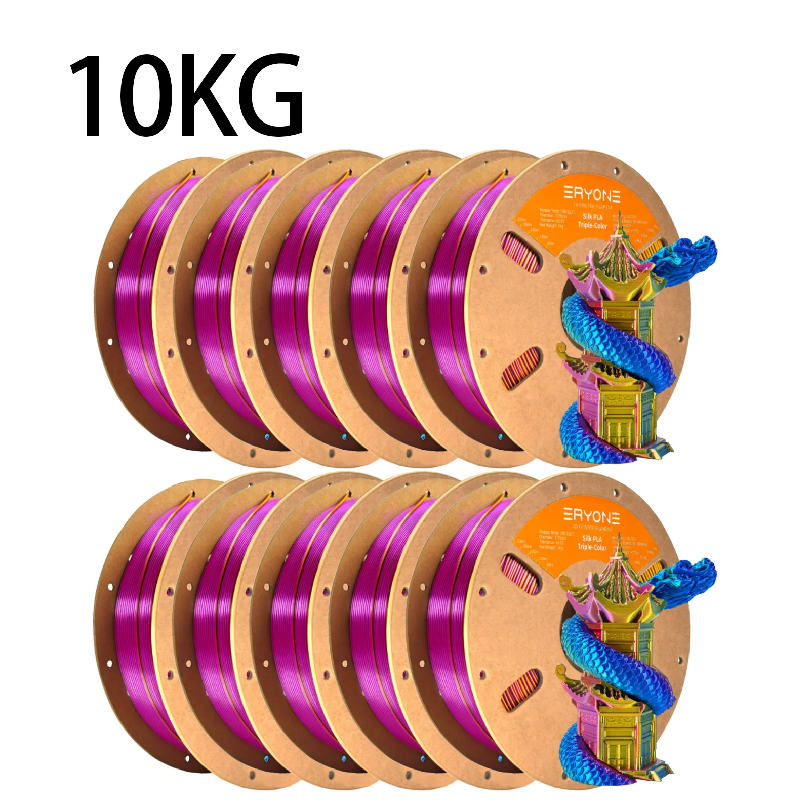 ERYONE 10KG Trójkolorowy Filament Silk PLA Premium do Druku 3D, Wielka Wyprzedaż, Dostępne Wielokolorowe…