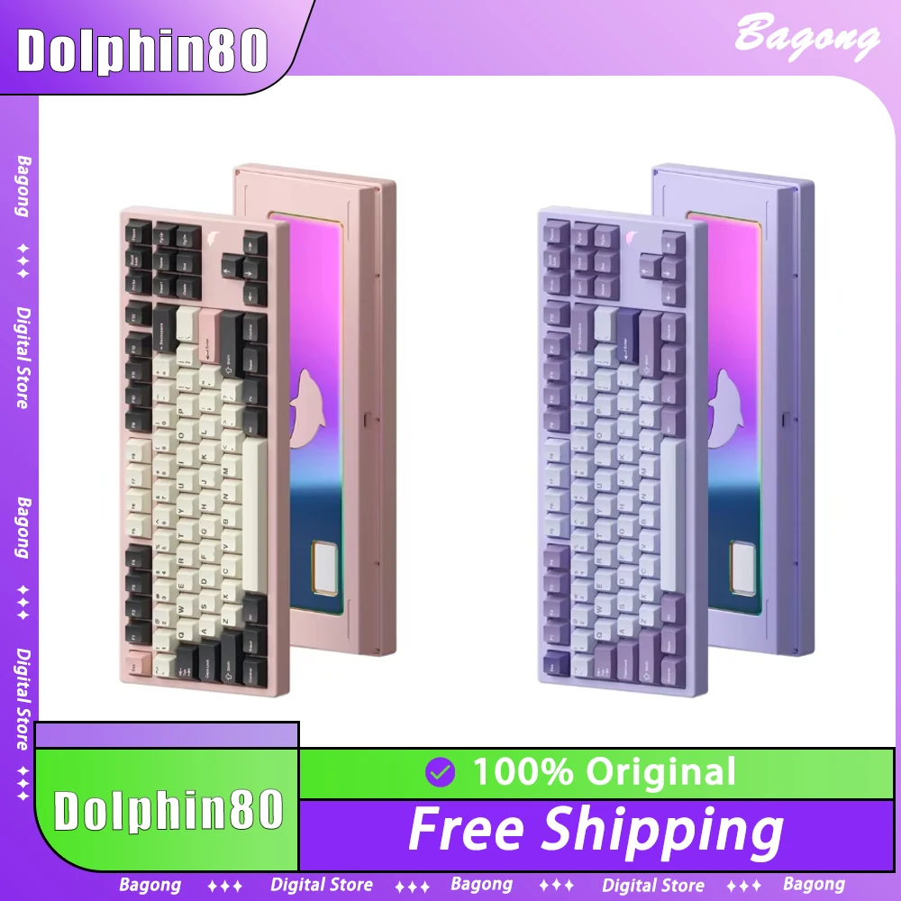 Dolphin80 Mechanical Keyboard Kit Aluminum Alloy 3Mode Wireless Keyboard Kit Gasket Dolphin 80 Hot Swap Custom Gaming Keyboard