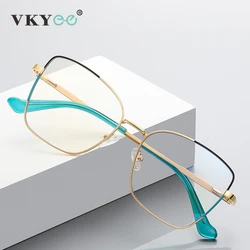 VICKY Square Metal Large Frame Reading Glasses Fashion Design Women's Anti-Blue Light Glasses Customizable Prescription PFD3062