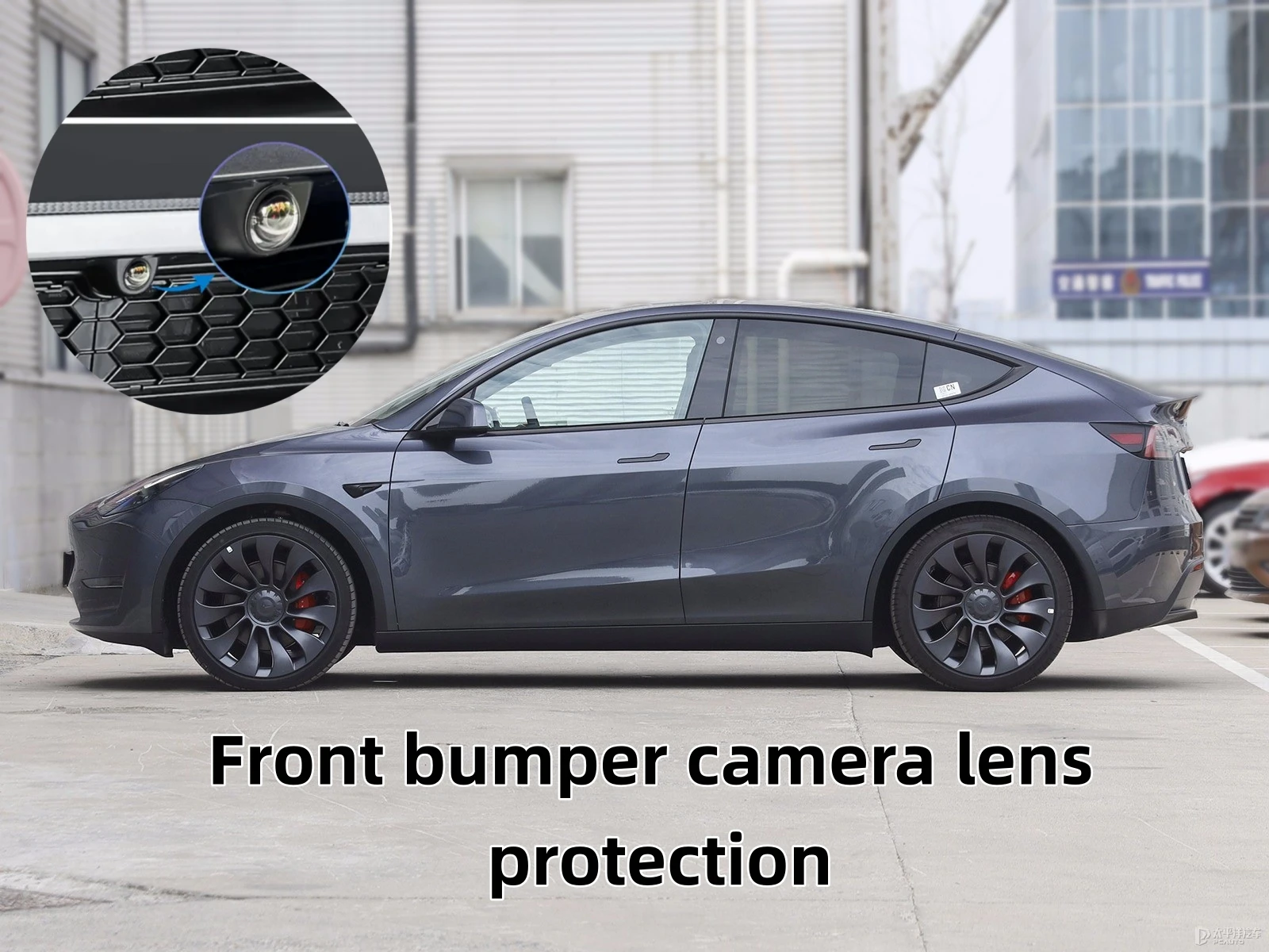 

2Pcs Front Bumper Camera Protector For Tesla Model 3 Y Blue Pine Transparent 360° Camera Cover Scratch-Resistant & Waterproof