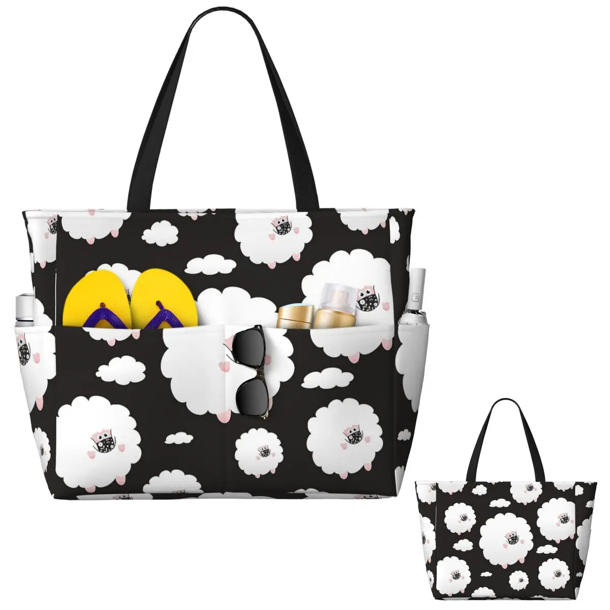 ملثمين الأغنام في السماء الأسود حقيبة حمل على الشاطئ حقيبة رياضية رياضة اليوغا واق من المطر كبير حمل حقيبة المرأة حقيبة سفر حقيبة اللياقة البدنية