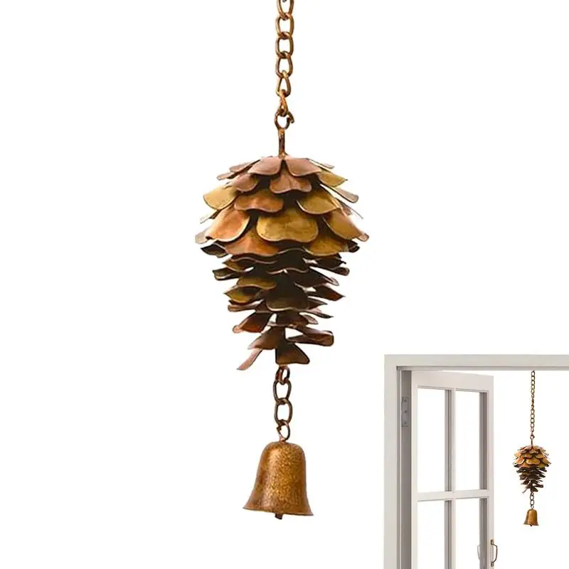 Pendentif d'arbre de pâques suspendu, 1 pièce, décoration de pâques, pomme de pin en métal avec cloches, carillons éoliens, fournitures de décoration artisanales