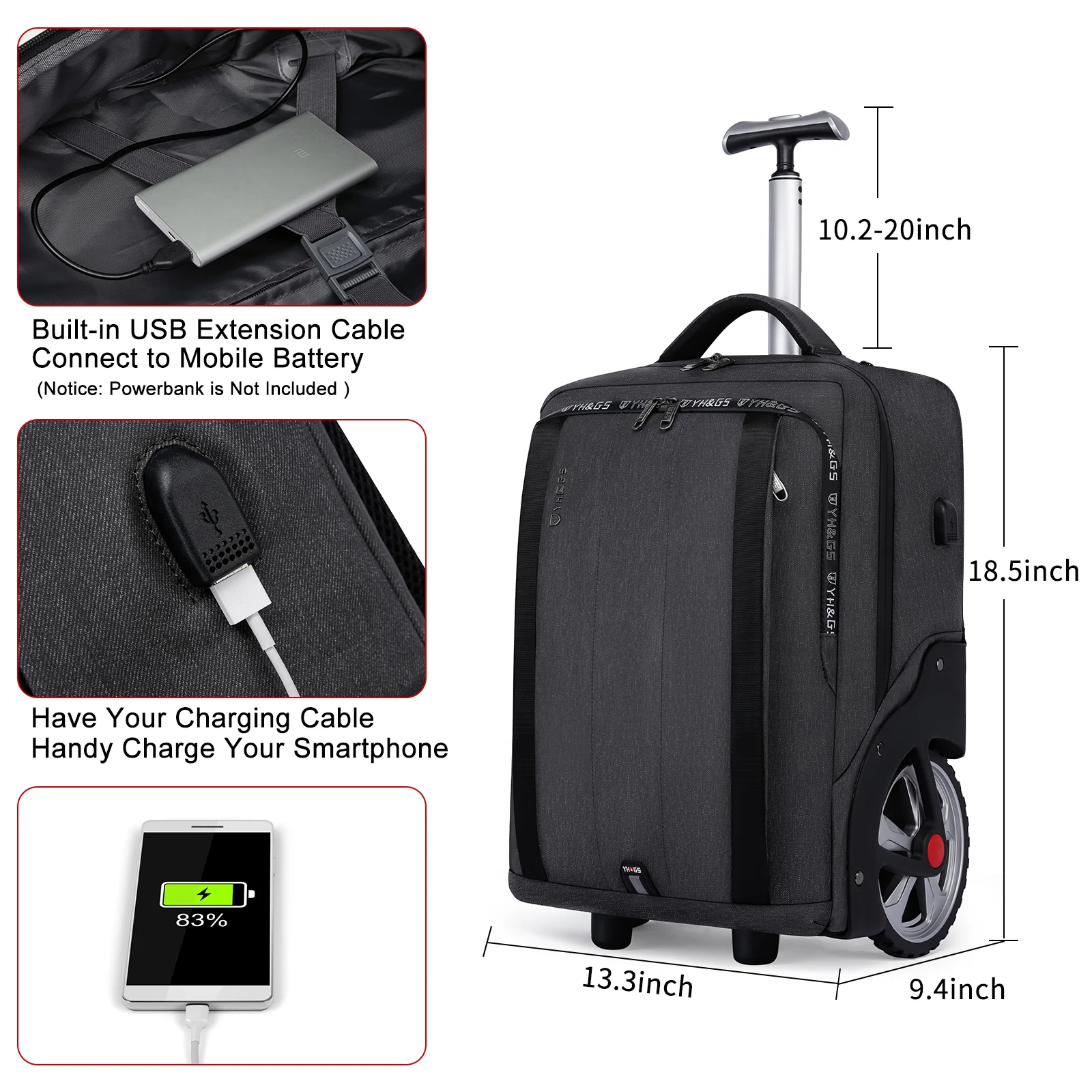 20 inch Travel on Wheels Trolley Backpack Business Climb stairs Luggage Travel Suitcase Bag Waterproof Rolling Luggage Portable