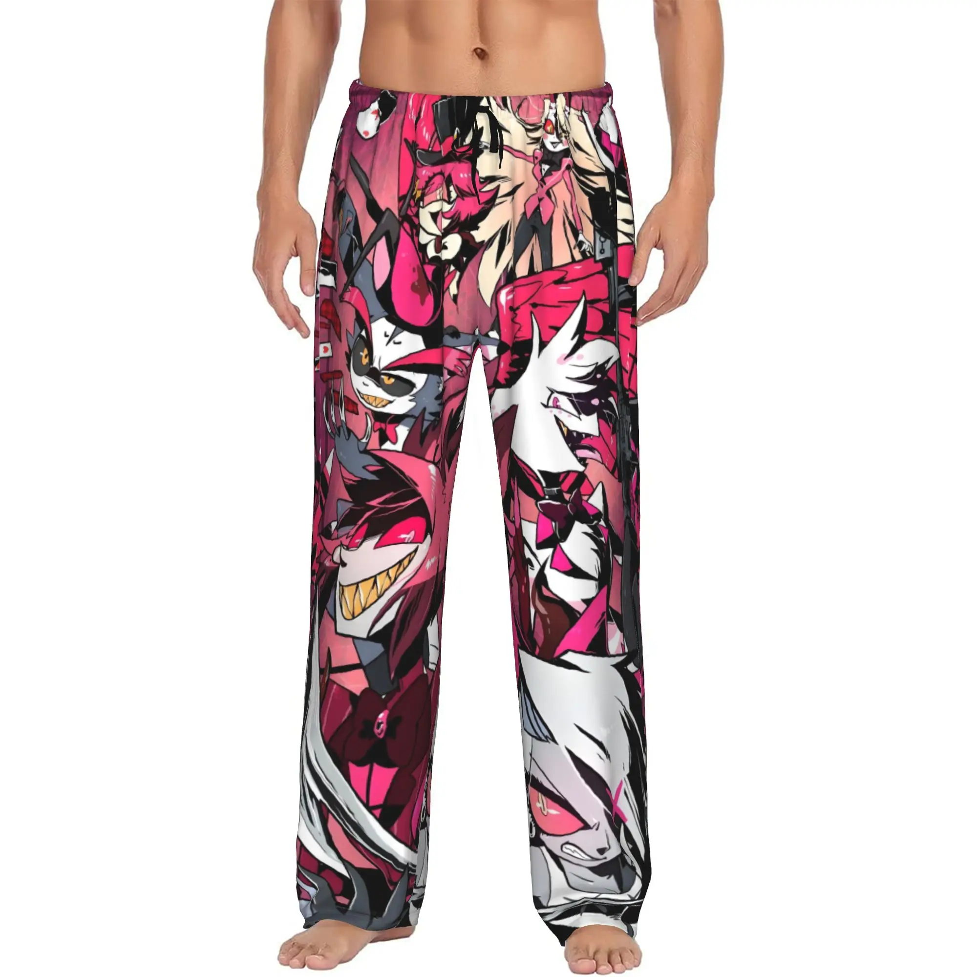 

Custom Hazbins Anime Hotels Pajama Pants for Men Sleepwear Lounge Sleep Bottoms Stretch with Pockets