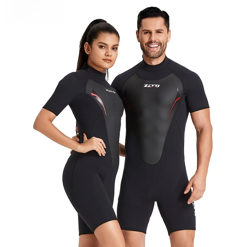 

3MM wetsuit men's one-piece short-sleeved thickened cold-proof and warm wetsuit women's surfing snorkeling sunscreen swimsuit