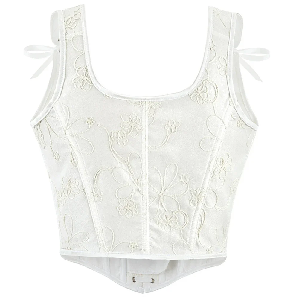 خمر الأبيض الجاكار مشد سترة المرأة الفيكتوري حزام الكتف overالصدر المشدات المحاصيل الأعلى القوطية Korsett الملابس الداخلية محدد شكل الجسم