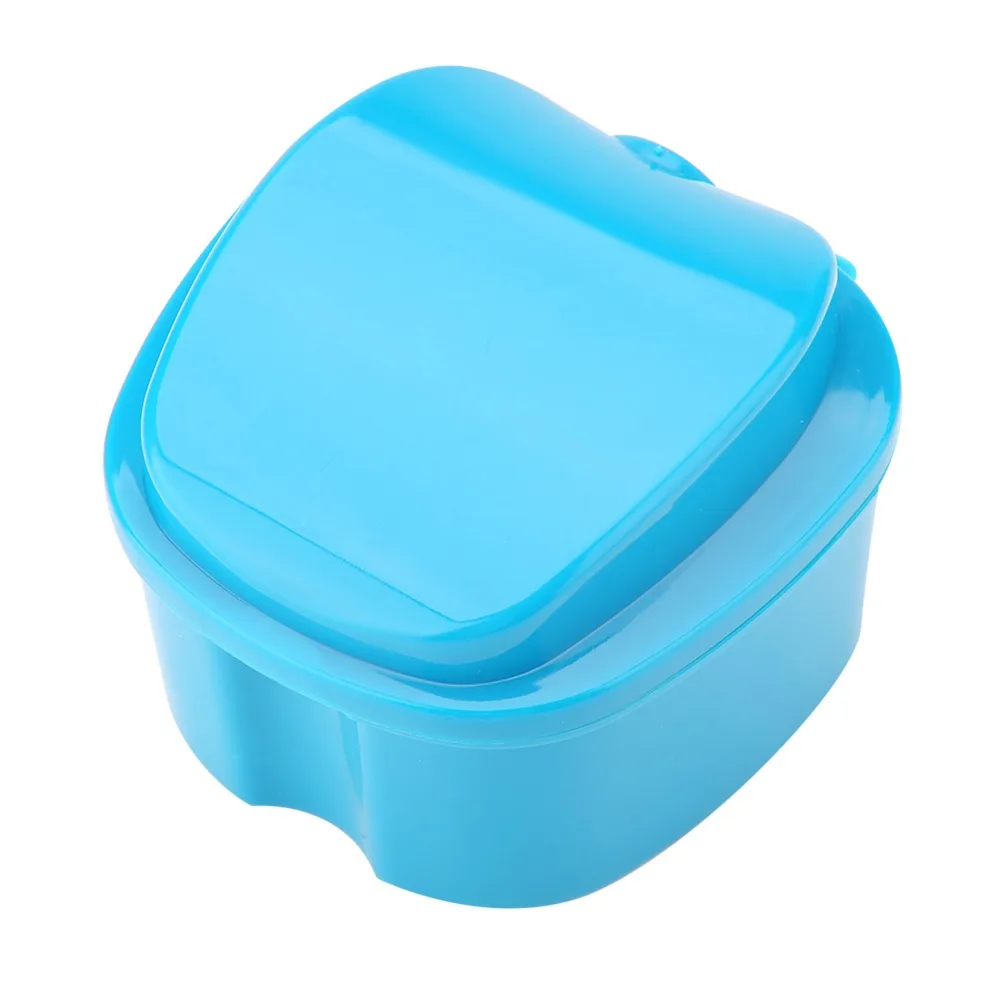 With Filter Screen False Teeth Storage Box Dental Appliance Light Blue Denture Storage Case Cleaning Container Oral Hygiene