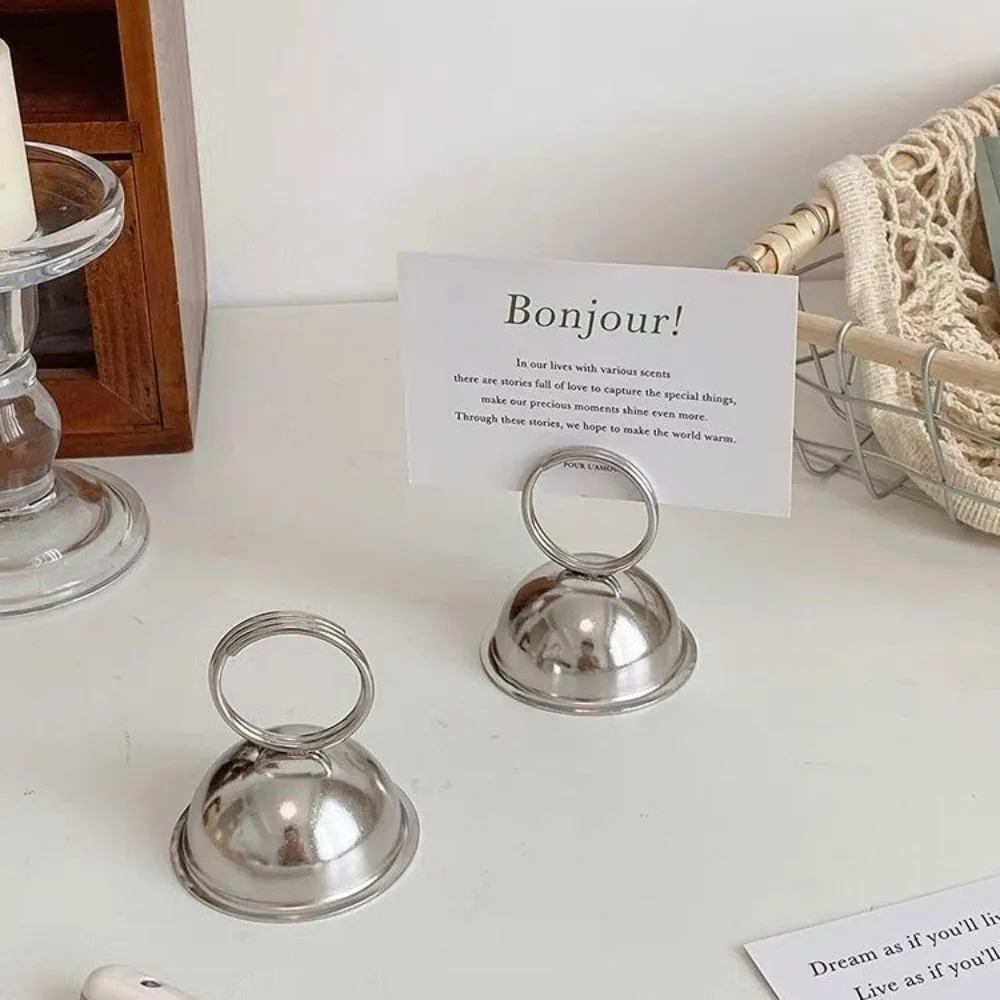 3pcs Silver Stainless Steel Card Holder Stable Base Multifunction Table Card Stand Minimalism Design Name Card Holder