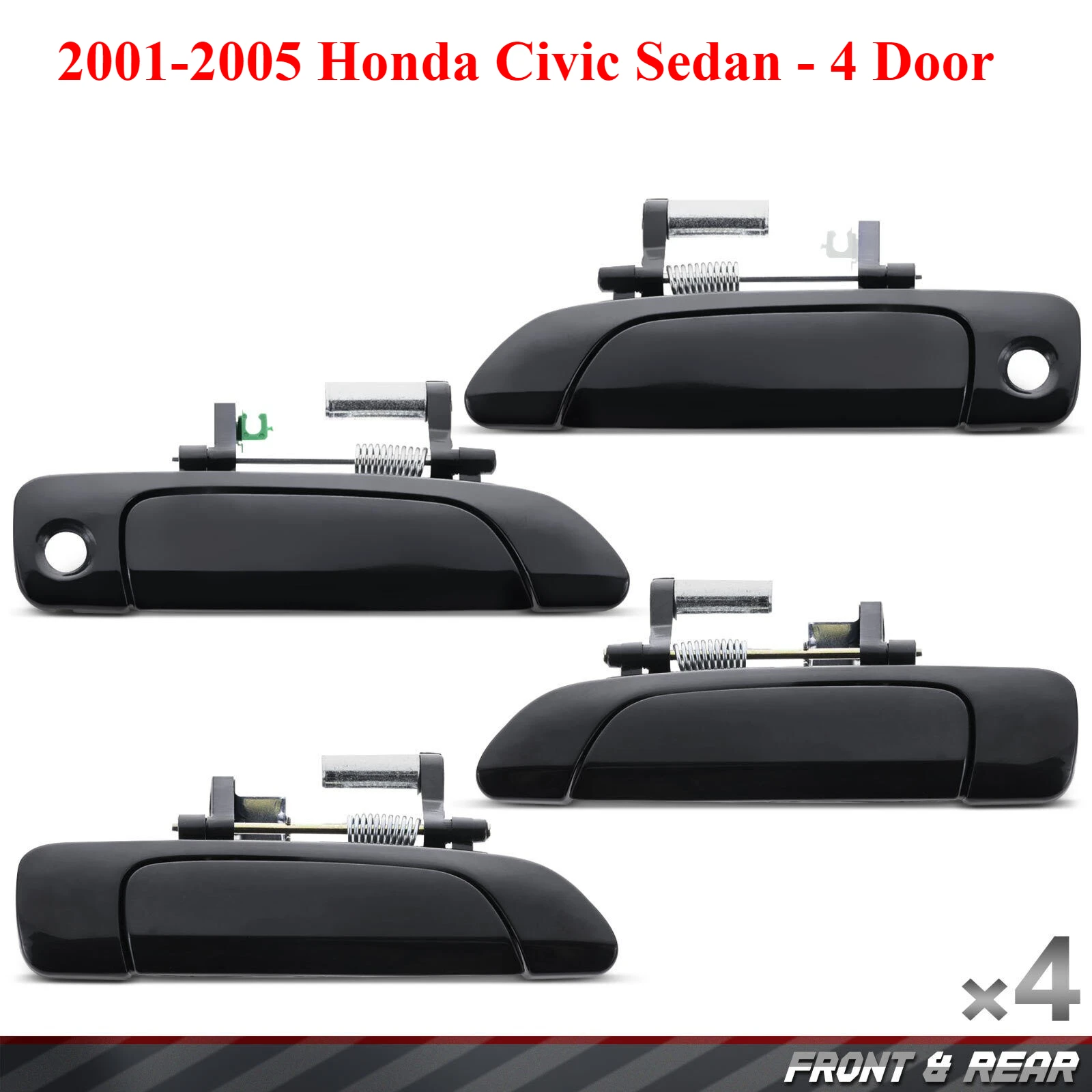 4PCS New Car Outside Exterior Door Handle Black Front Rear Driver Passenger fits Honda Civic Sedan 2001 2002 2003 2004 2005