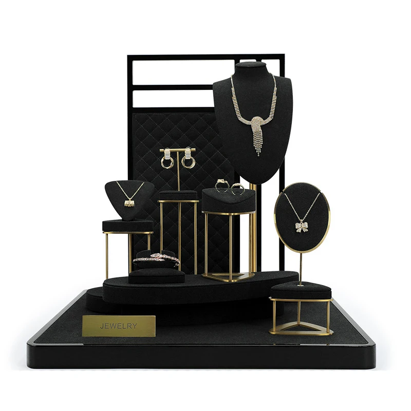 

Black microfiber jewelry display props, necklaces, rings, earrings, bracelets, and other ornaments metal display racks.