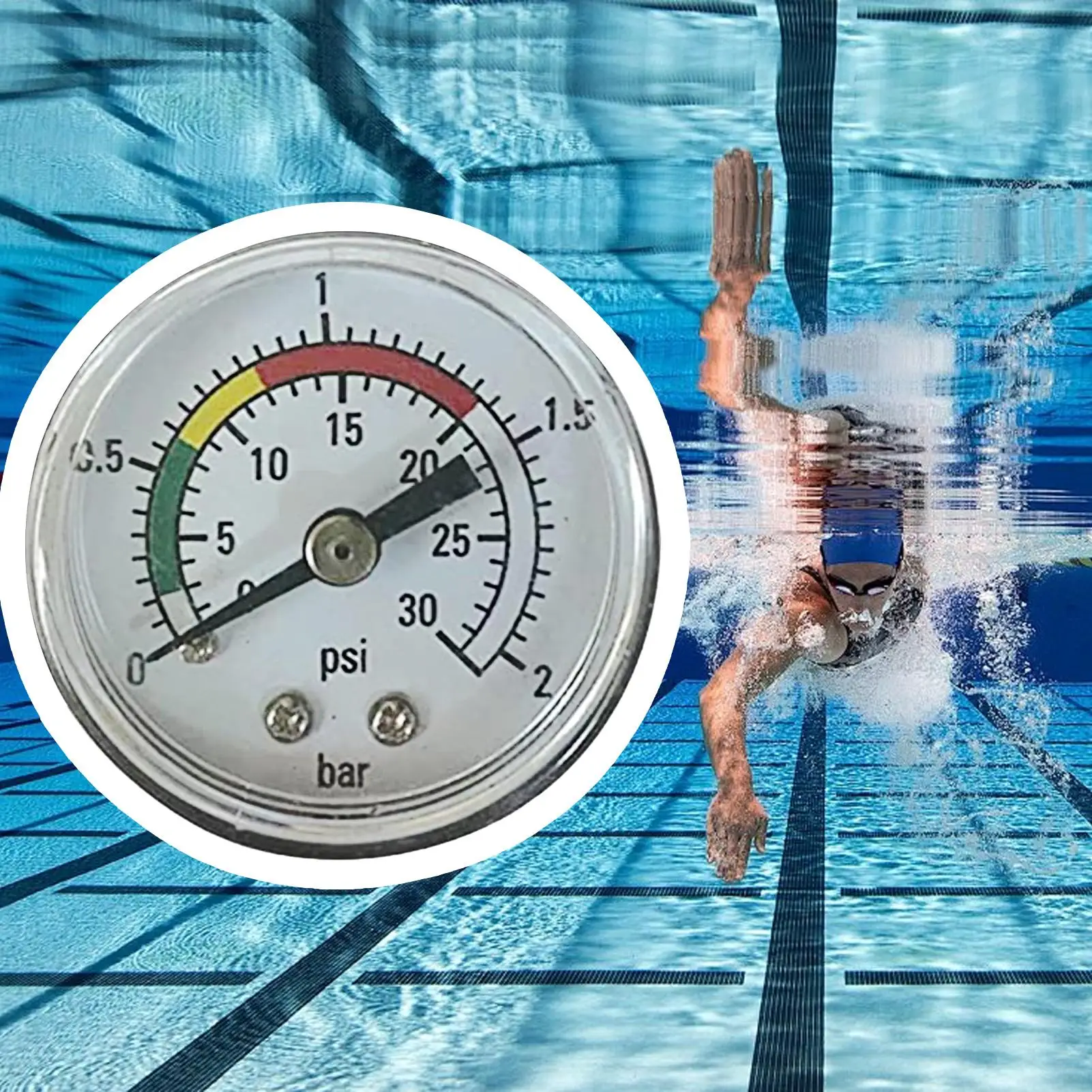 Sand Filter Pressure Indicator Bottom Mount Waterproof Tester Pool Sand Filter Water Pump Gauge For Yard House Outdoor Garden